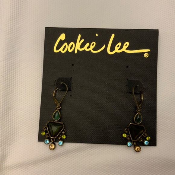 S8/ NWT 19” Cookie Lee Necklace & Earring Set 8 - Bronze chain with crystals - Picture 3 of 4